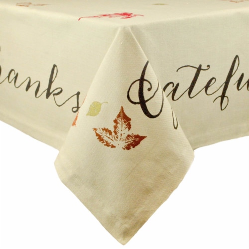 DII Rustic Leaves Print Tablecloth Perspective: front