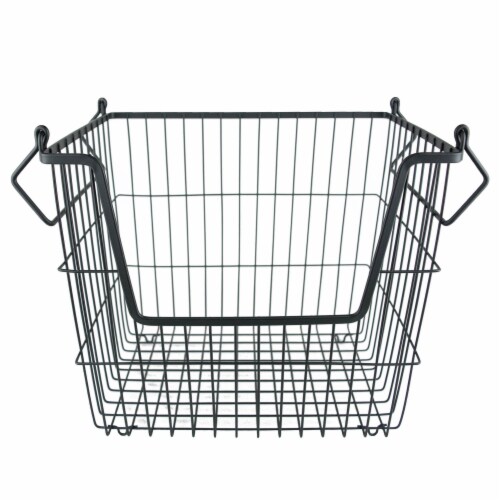 DII Black Rectangle Metal Basket Large Perspective: front