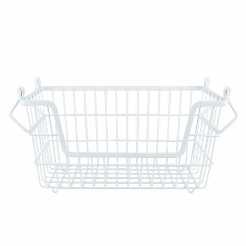 DII Metal Basket White Rectangle Small Perspective: front