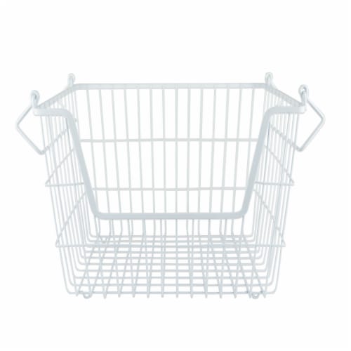 DII Metal Basket White Rectangle Large Perspective: front