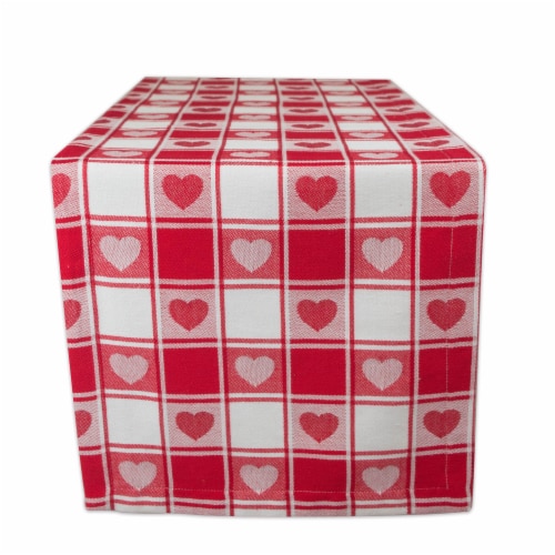 DII Hearts Woven Check Table Runner Perspective: front