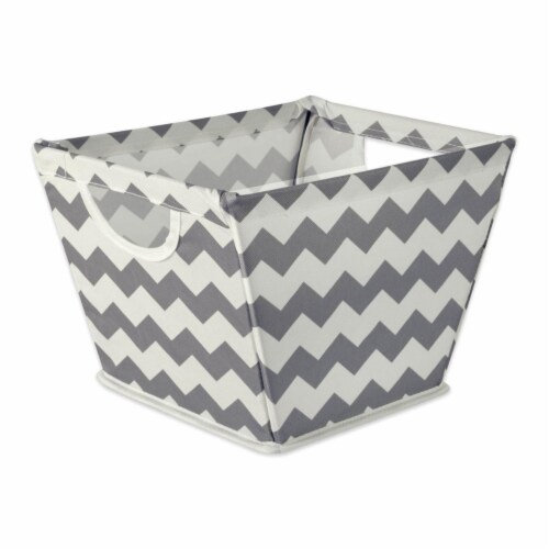 Design Imports CAMZ36942 12 x 9 x 8 in. Chevron Polyester Trapezoid Storage Bin, Grey - Small Perspective: front