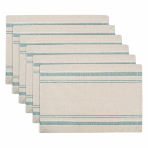 DII Teal French Stripe Placemat (Set of 6) Perspective: front
