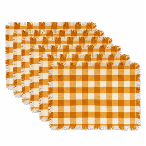 Design Imports CAMZ37572 13 x 19in Pumpkin Spice Heavyweight Check Fringed Placemat-Set of 6 Perspective: front