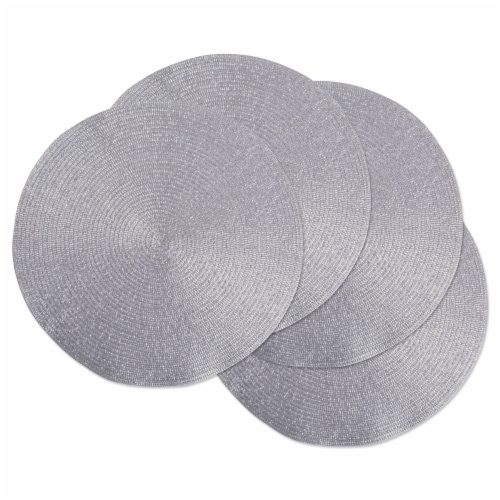 DII Metallic Silver Round Polypropylene Woven Placemat (Set of 4) Perspective: front