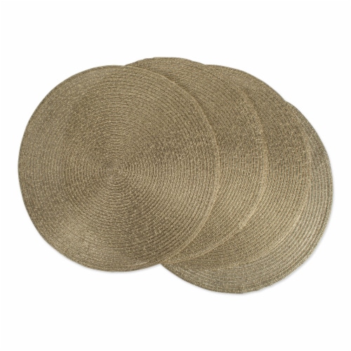 DII Metallic Gold Round Polypropylene Woven Placemat (Set of 4) Perspective: front
