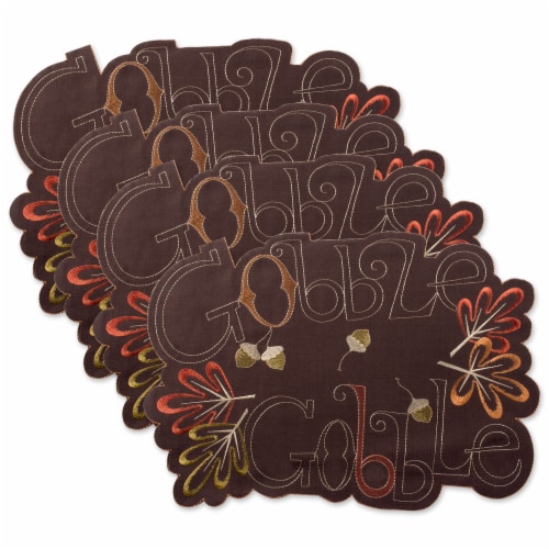 DII Gobble Gobble Embroidered Placemat (Set of 4) Perspective: front
