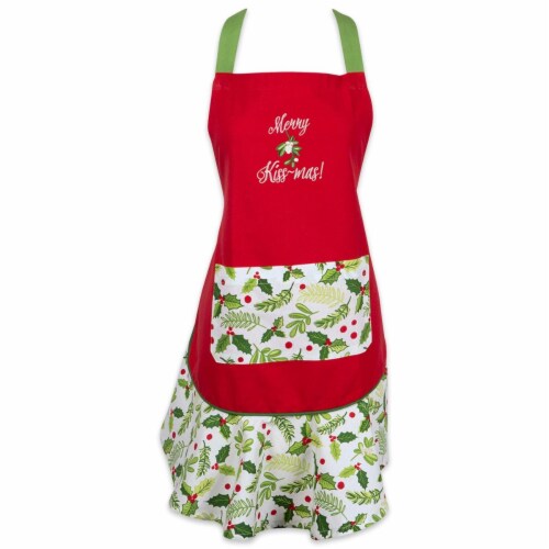 Design Imports CAMZ37665 Merry Kissmass Ruffle Apron Perspective: front
