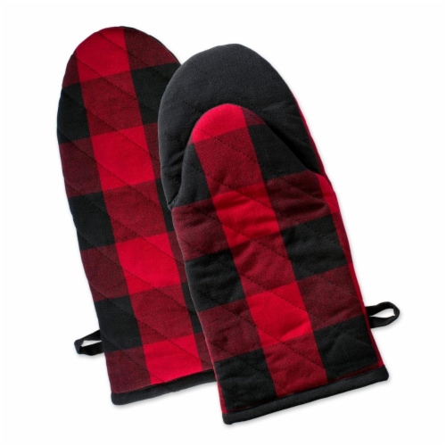 Design Imports CAMZ37747 Red Buffalo Check Oven Mitt - Set of 2 Perspective: front