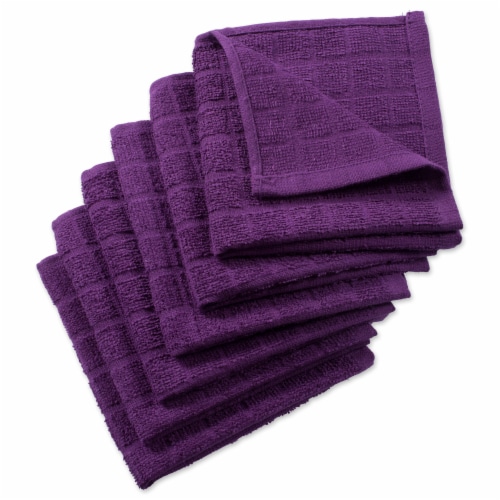 DII Solid Eggplant Windowpane Terry Dishcloth (Set of 6) Perspective: front