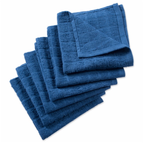 DII Solid Blue Windowpane Terry Dishcloth (Set of 6) Perspective: front