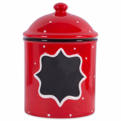Design Imports Ceramic Red Canister Medium Perspective: front