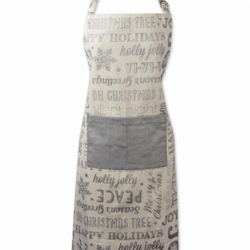 Design Imports Silver Christmas Collage Chef Apron Perspective: front