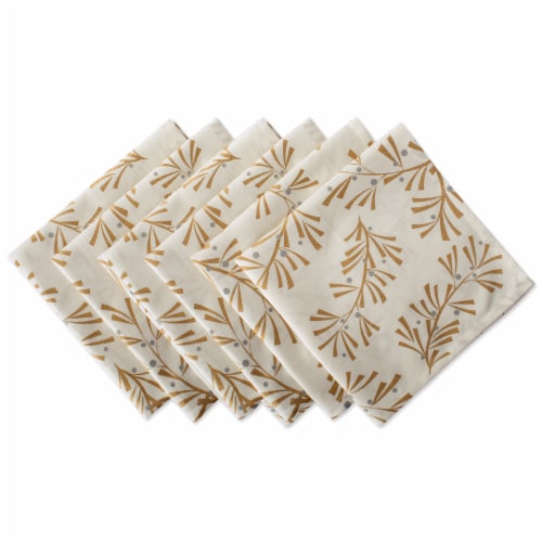 DII Metallic Holly Leaves Napkin (Set of 6) Perspective: front