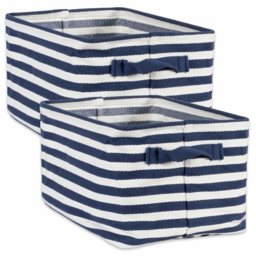 Design Imports CAMZ38425 14 x 9 x 8 in. Pe Coated Herringbone Woven Cotton Stripe French Rect Perspective: front
