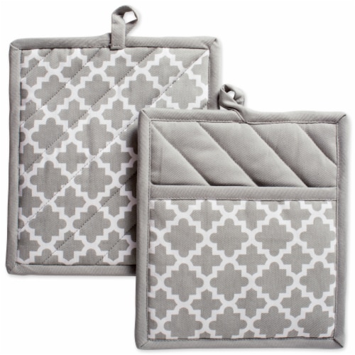 DII Gray Lattice Potholder (Set of 2) Perspective: front