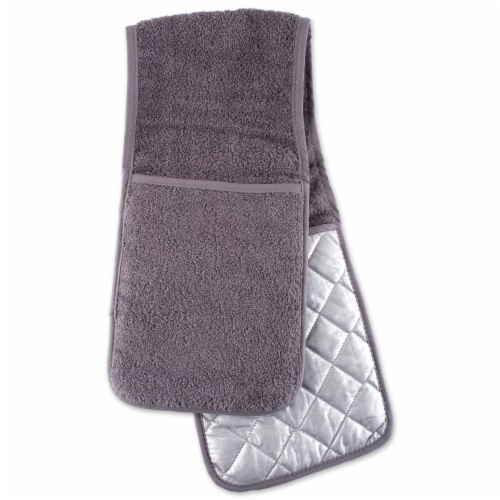 DII Gray Terry Double Oven Mitt Perspective: front