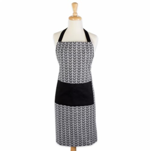 Design Imports CAMZ38559 Herringbone Chef Apron - Black & White Perspective: front