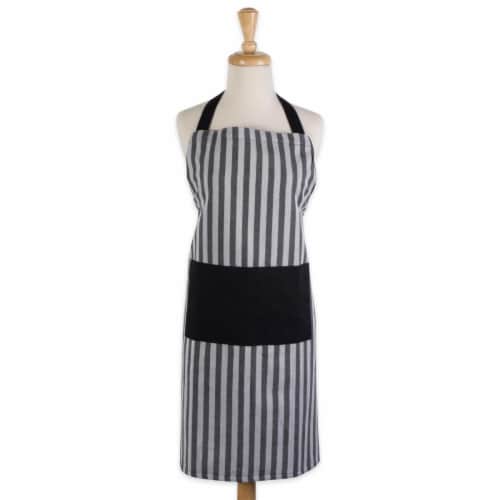 Design Imports CAMZ38574 Stripe Chef Apron - Black & White Perspective: front