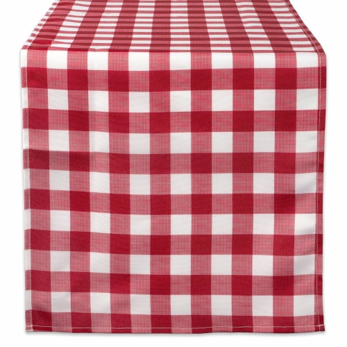 DII Red Check Outdoor Table Runner Perspective: front