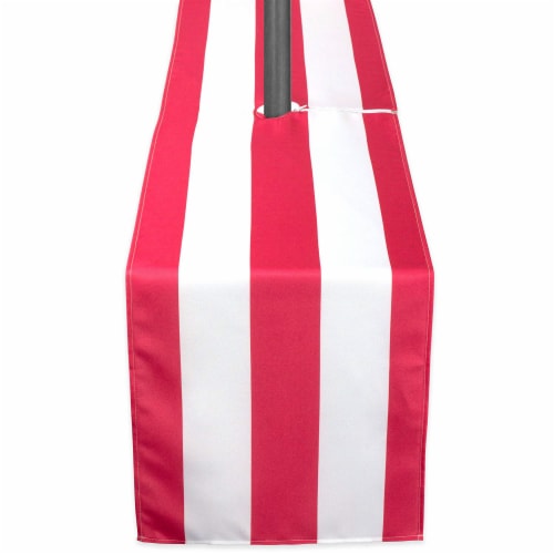 DII Coral Cabana Stripe Outdoor Table Runner With Zipper Perspective: front