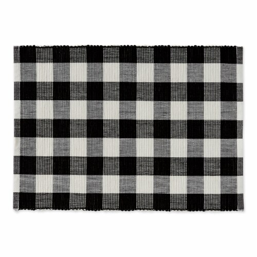 Design Imports Farmhouse Buffalo Check Placemats - 12 Pack - Black/White Perspective: front
