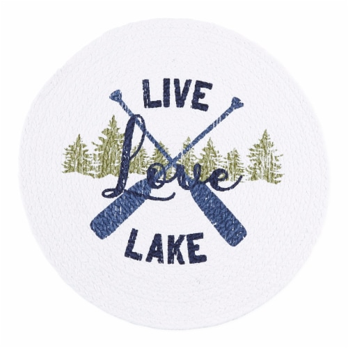 Lake Life Print Braided Placemat - White Perspective: front