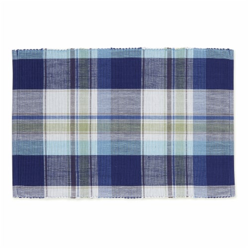 Lakeside Plaid Placemat - Blue/White Perspective: front