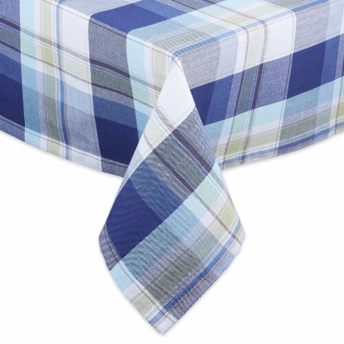 Design Imports Lakeside Plaid Tablecloth - Blue Perspective: front
