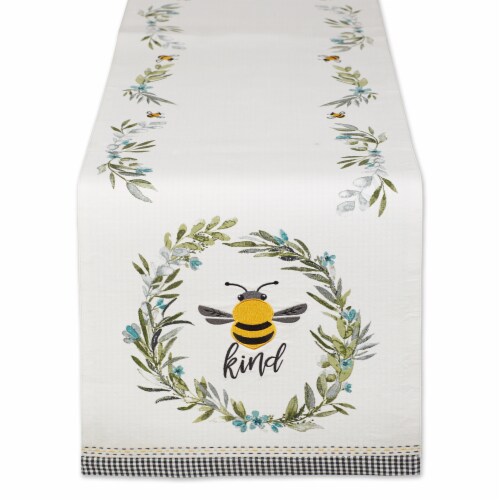 European Soaps Embellished Table Runner - Bee Kind Perspective: front