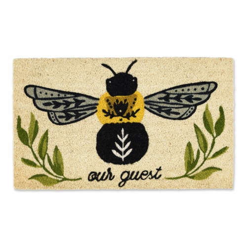 Bee Our Guest Doormat - Natural/Black Perspective: front