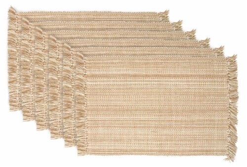 DII Variegated Taupe Fringe Placemat (Set of 6) Perspective: front