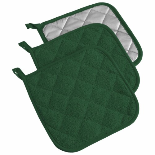 Dii Dark Green Terry Potholder (Set Of 3) Perspective: front