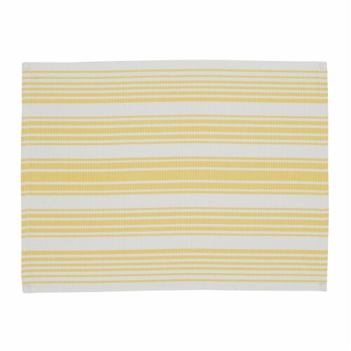 Design Imports Lemon Zest Stripe Placemats - 12 Pack - Yellow/White Perspective: front