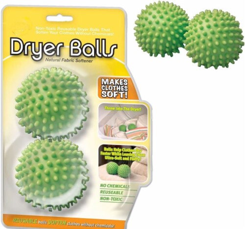 Ideas In Motion 2 Pack Laundry Dryer Balls Reusable Non Toxic Colors Vary Perspective: front