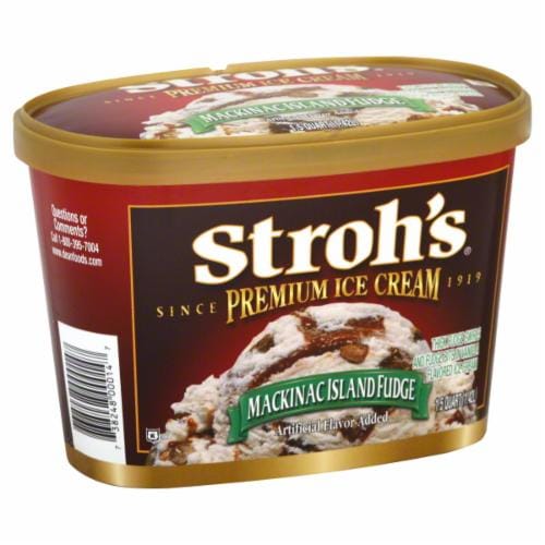 Stroh's Mackinac Island Fudge Ice Cream Tub Perspective: front