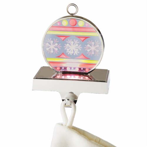 Midwest 6.75  Red and Yellow Flashing LED Lighted Snowflake Ornament Christmas Stocking Perspective: front