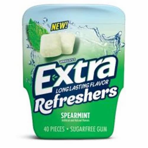 Wrigley's Extra Refreshers Spearmint Chewing Gum (Pack of 18) Perspective: front