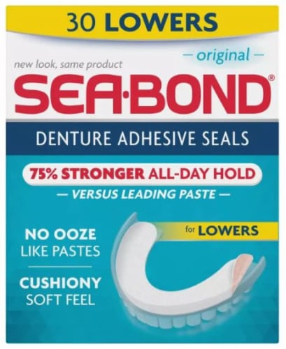 Sea Bond Secure Denture Adhesive Seals, Original Lowers, 30 Count (Pack of 10) Perspective: front