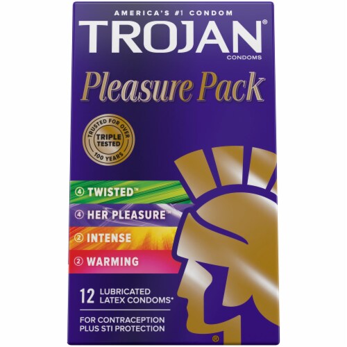 Trojan Pleasure Variety Pack Lubricated Condoms - 12 Count (Pack of 2) Perspective: front