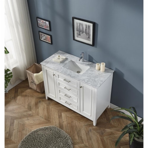InVanity W48S-119U-WM 48 in. Clifton White Single Vanity with Standard Undermount Sink Perspective: front