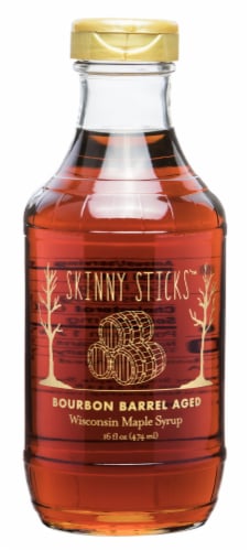 Skinny Sticks™ Bourbon Barrel Aged Wisconsin Maple Syrup Perspective: front