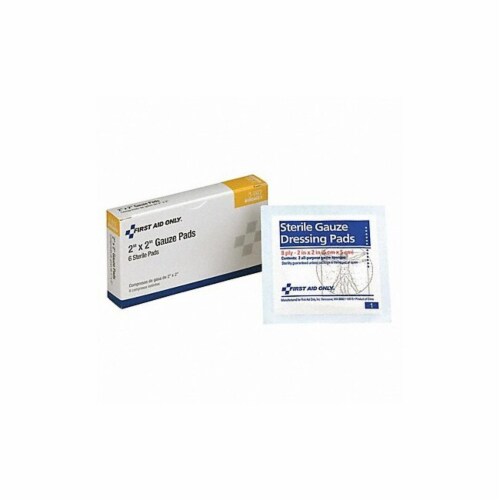 First Aid Only Gauze Pad,Sterile,White,No,Gauze,PK6 3-002 Perspective: front