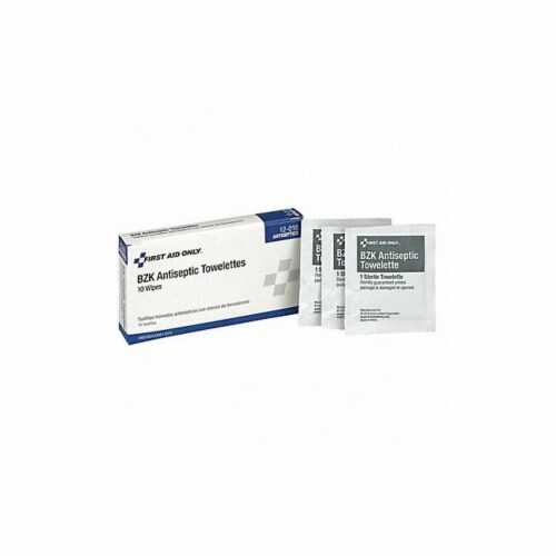 First Aid Only BZK Wipe,Antiseptics,PK10  12-018 Perspective: front