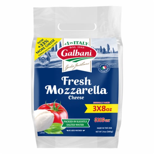 Galbani 3-8oz Fresh Mozzarella Water Pouch Perspective: front