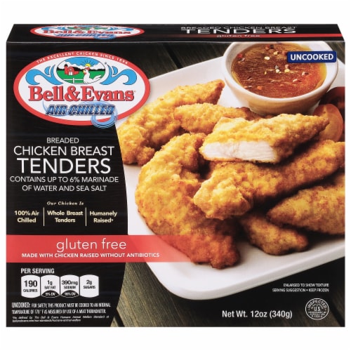 Bell & Evans Frozen Fully Cooked Breaded Chicken Breast Tenders Perspective: front