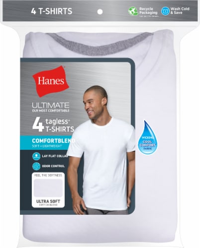 Hanes® Ultimate Tagless® Crew Neck T-Shirts (4 Pack), S - Kroger