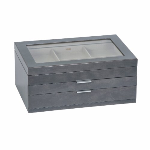 Mele Co. Misty Glass Top Wooden Jewelry Box in Oceanside Grey Finish 1 Mariano s