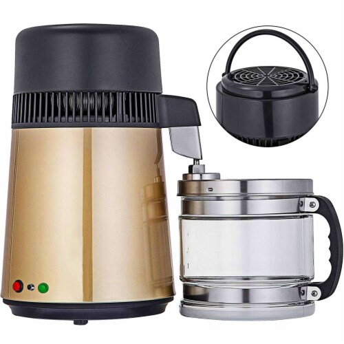 4L Water Distiller Purifier Pure W/Water Bottle Hospital Medical Stainless Steel Perspective: front