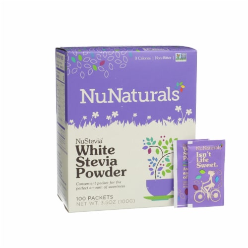 NuNaturals NuStevia White Stevia Powder Packets Perspective: front